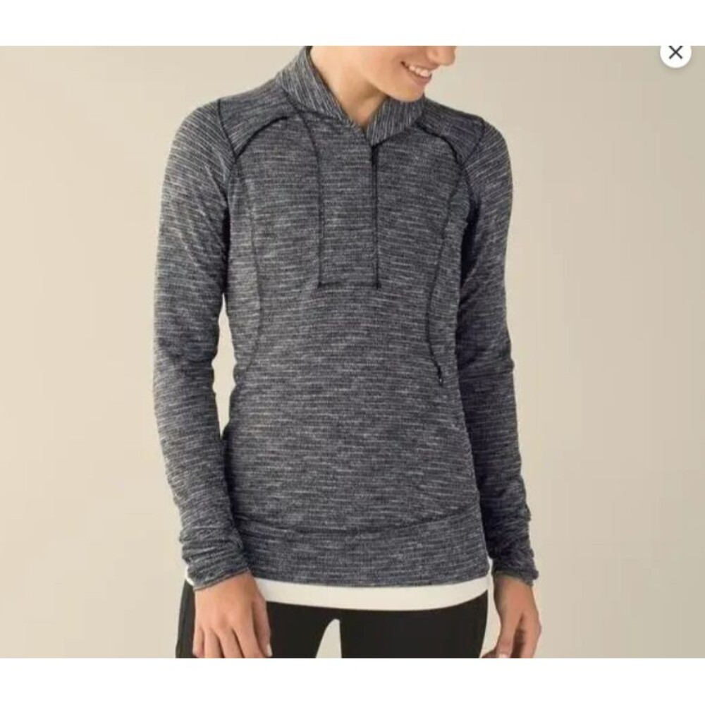 Lululemon Think Fast Pullover-Size 8-Rulu Fabric-Thumbholes-Pockets-Cuffins